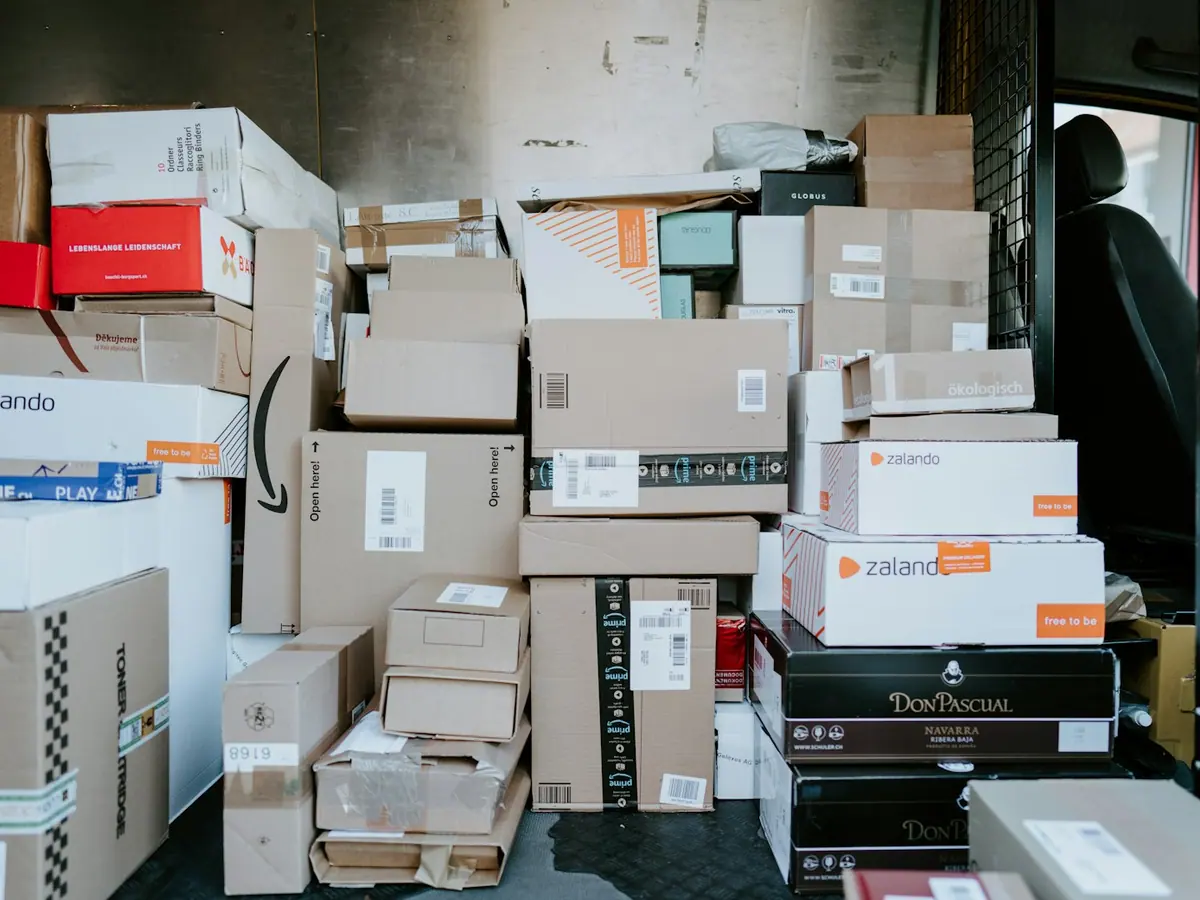 Shipping cartons ready for collection